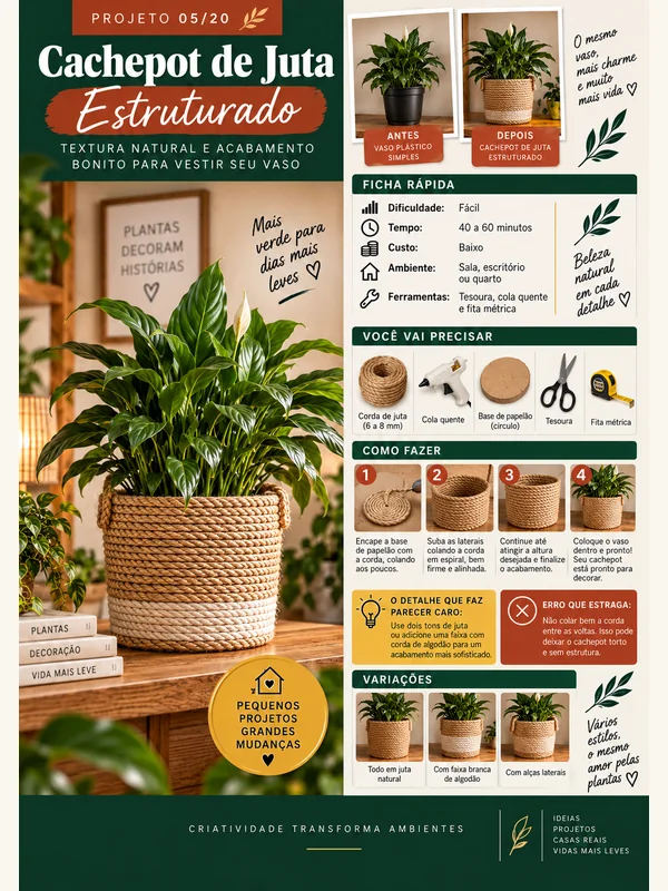Ficha visual Cachepot de Juta Estruturado