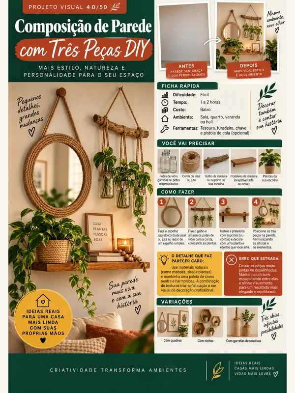 Ficha visual Composição de Parede com Três Peças DIY