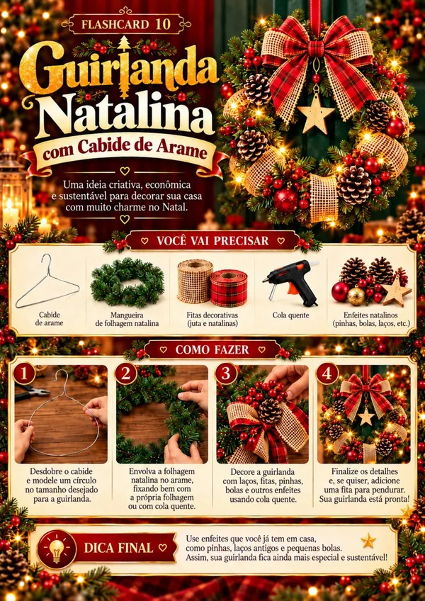 Guirlanda natalina com cabide de arame do Especial de Natal